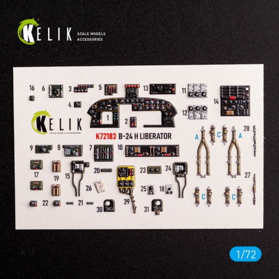 1/72 B-24H Liberator Interior 3D Decals for Airfix kit