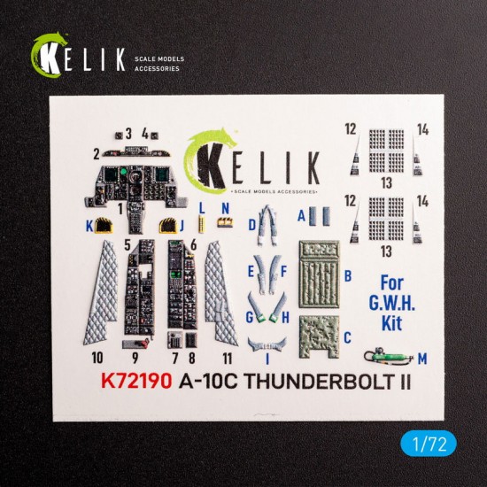 1/72 A-10C Thunderbolt II Interior 3D Decals for GWH kit