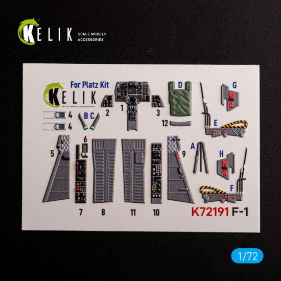 1/72 F-1 Support Fighter Interior 3D Decals for Platz kit