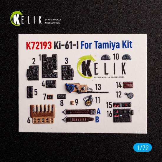 1/72 KI-61 Interior 3D Decals for Tamiya kit