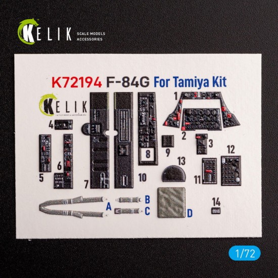 1/72 F-84G Thunderjet Interior 3D Decals for Tamiya kit