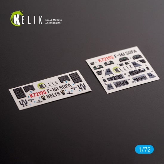 1/72 F-16I Interior 3D Decals for Hasegawa kit