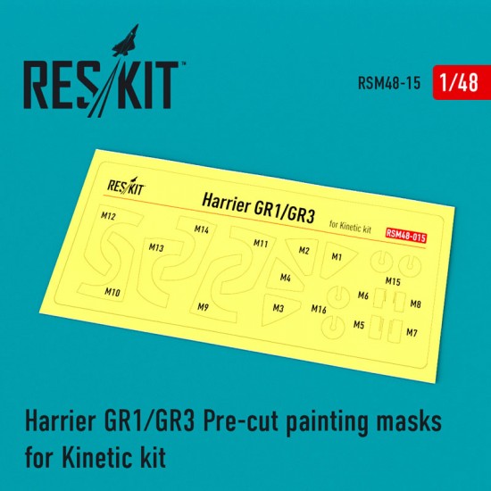 1/48 Hawker Siddeley Harrier GR1/GR3 Pre-cut Painting Masks for Kinetic kit