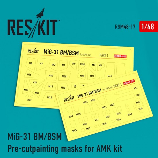 1/48 Mikoyan MiG-31 BM/BSM Pre-cut Paint Masking for AMK kits