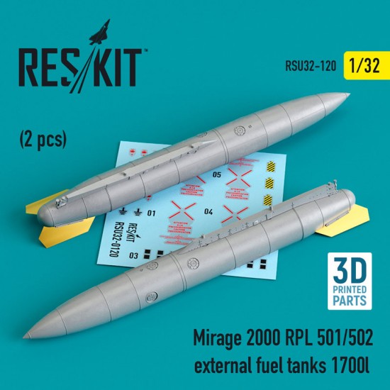 1/32 Mirage 2000 RPL 501/502 External Fuel Tanks 1700lt (2pcs, 3D Printing)