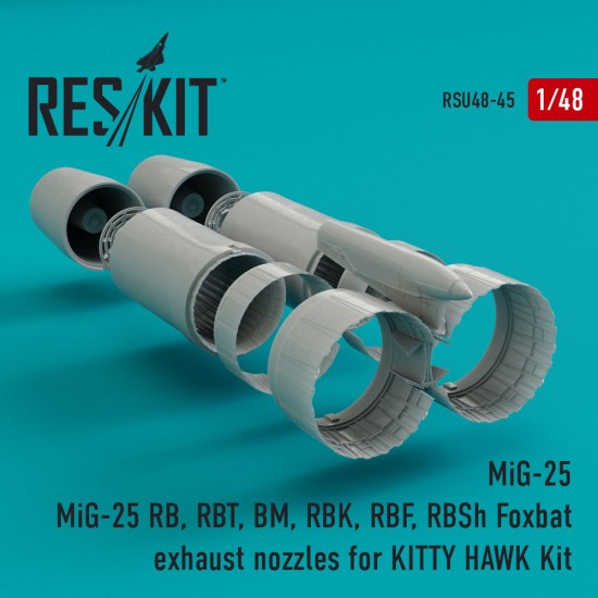 1/48 MiG-25 RB/RBT/BM/RBK/RBF/RBSh Foxbat Exhaust Nozzles for Kitty Hawk Kits