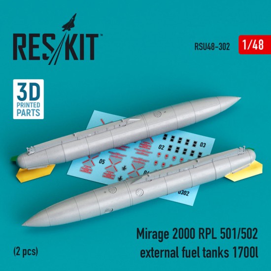 1/48 Mirage 2000 RPL 501/502 External Fuel Tanks 1700lt (2pcs, 3D Printing)