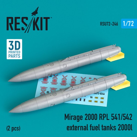 1/72 Mirage 2000 RPL 541/542 External Fuel Tanks 2000lt (2pcs, 3D printing)
