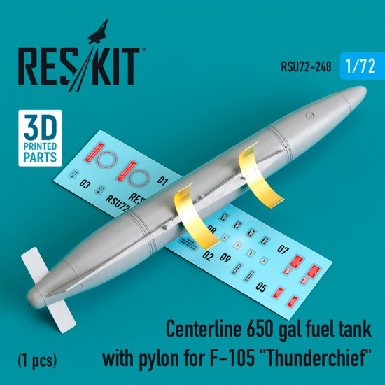 1/72 Centerline 650 Gal Fuel Tank w/Pylons for F-105 Thunderchief (1pc)