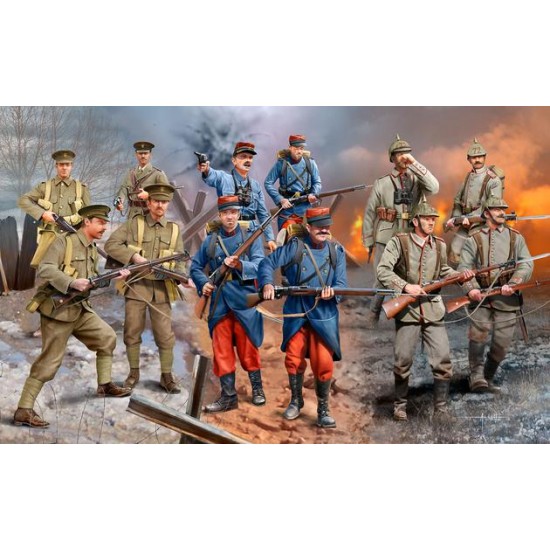 1/35 WWI German/British/French Infantry 1914 (12 Figures)