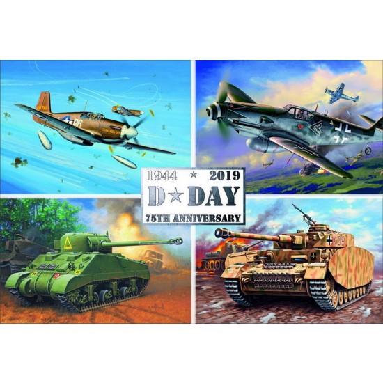 1/72 75th Anniversary "D-Day" Set - P-51D Mustang, Bf109 G-10, PzKpfw. IV & M4A1 Sherman