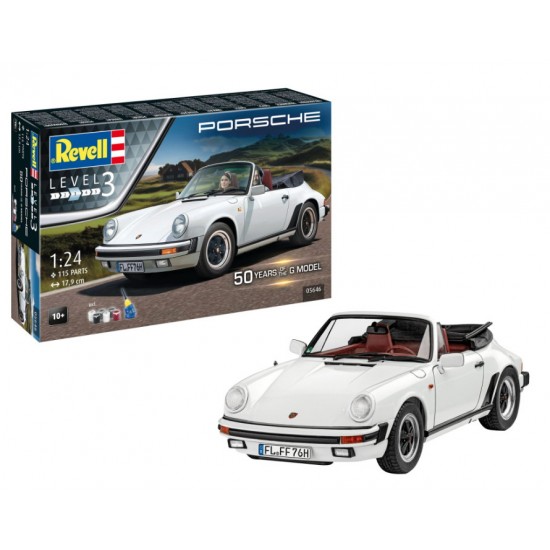 1/24 Porsche 911 G-Model Cabrio 50th Anniversary Gift set (kit, cement, paints, brushes)