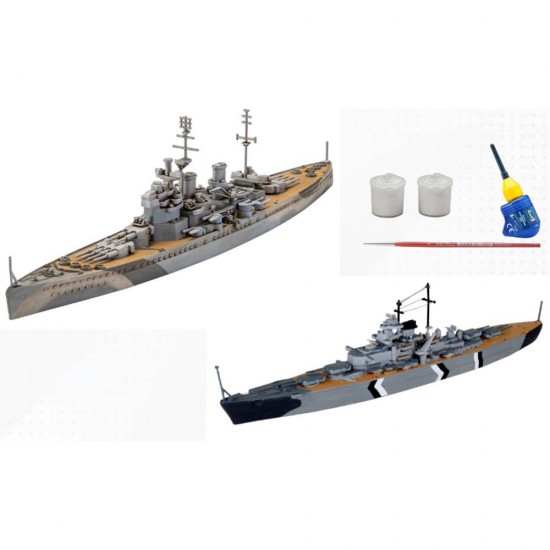 1/1200 First Diorama Set - Bismarck Battle (2 kits w/paints, glue)