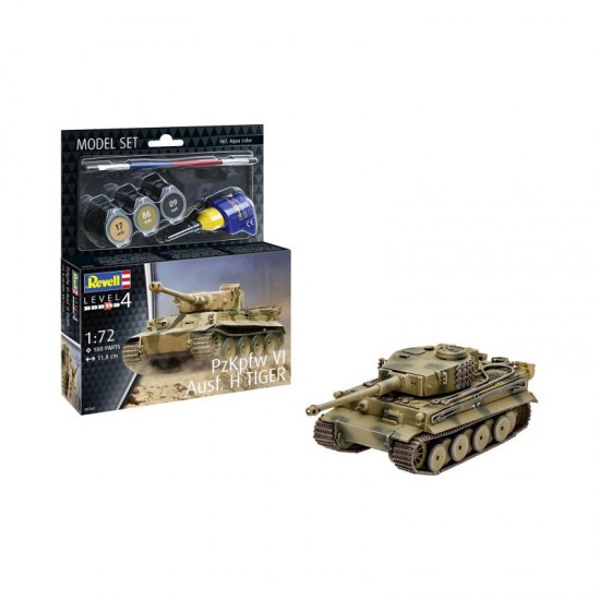 1/72 PzKpfw VI Ausf. H Tiger Model Set (kit, glue, brush, paints)