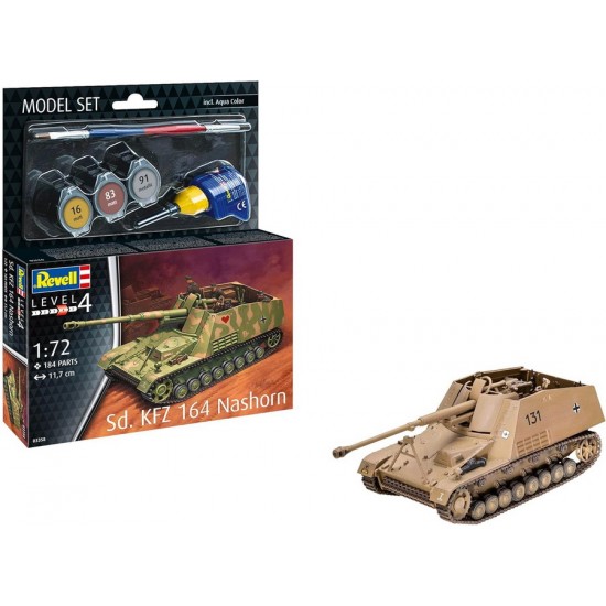 1/72 Sd.Kfz. 164 Nashorn Model Set (kit, glue, brush, paints)