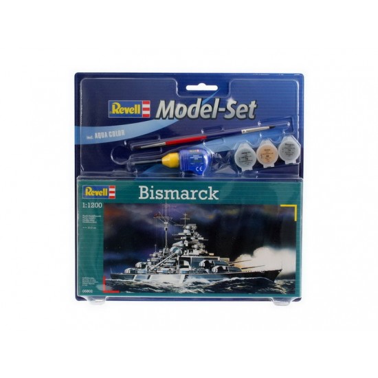 1/1200 Bismarck Gift Model Set (kit, paints, cement & brush)