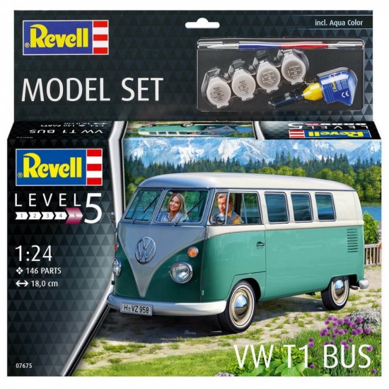 1/24 Volkswagen VW T1 Bus (incl. kit, paints, cement & brush)
