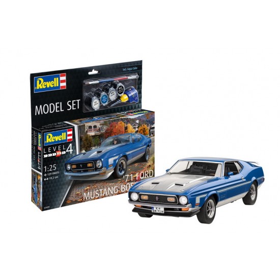 1/25 '71 Mustang Boss 351 Model Set (kit, paints, adhesive & brush)
