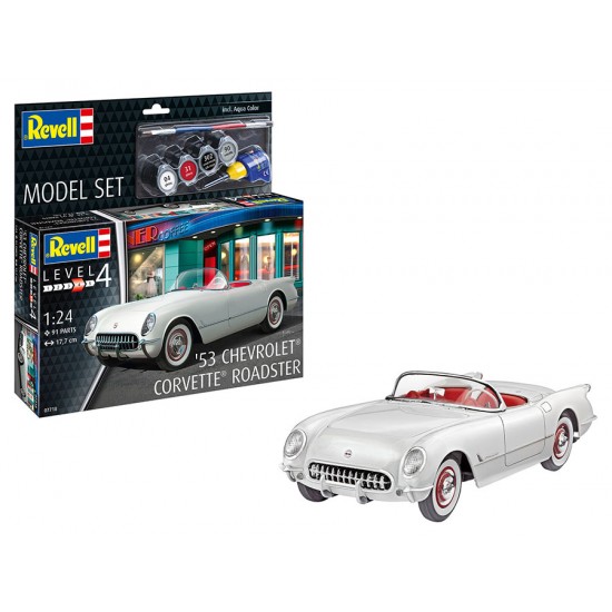 1/24 53 Chevrolet Corvette Roadster Model Set (kit, paints, brush and glue)