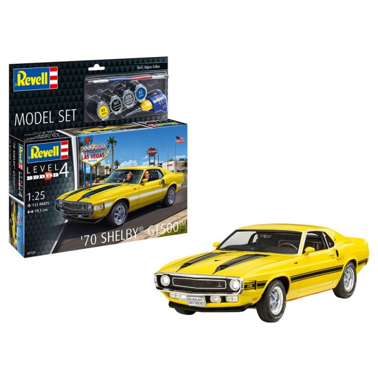 1/25 70 Shelby Mustang GT500 Model Set (kit, paints, brush and glue)