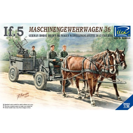 1/35 German IF.5 Maschinengewehrwagen 36 Horse Drawn MG Wagon with Zwillingslafette 36