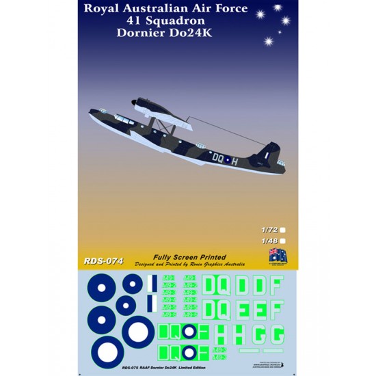 Decals for 1/72 Royal Australian Air Force 41 Squadron Dornier Do24K