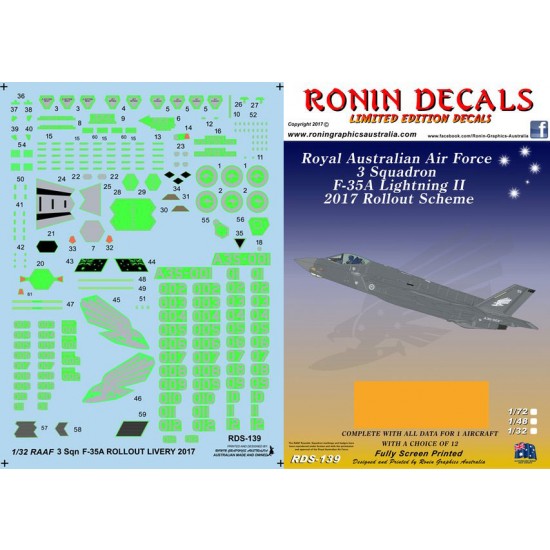1/32 RAAF 3 Squadron F-35A Roll out Decals for Italeri kits