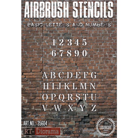 1/35 Airbrush Stencil: Letters & Numbers