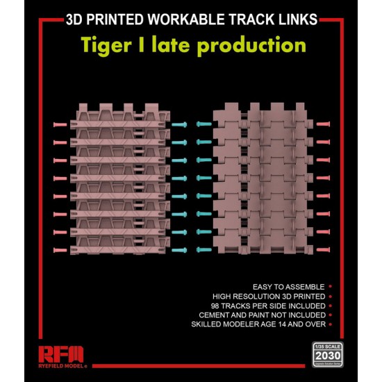 1/35 Tiger I Late 3D Printed Workable Track Links