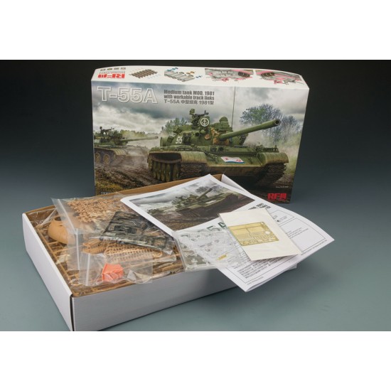 1/35 T-55A Medium Tank MOD.1981 w/Workable Track Links Rye Field Model 5098