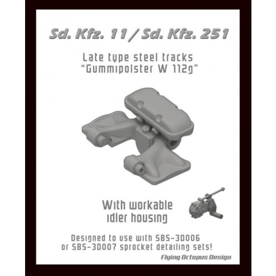1/35 SdKfz.11/251 Late Type Steel Tracks (Gummipolster w112g) for SBS3D006/007 Sprockets
