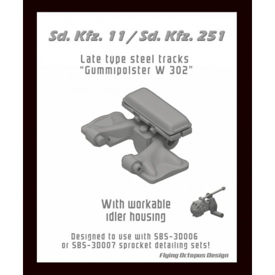 1/35 SdKfz.11/251 Late Type Steel Tracks (Gummipolster w302) for SBS3D006/3D007 Sprockets
