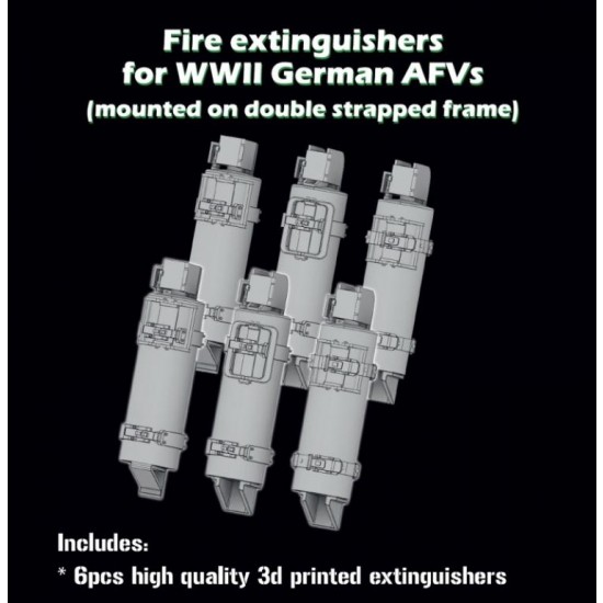 1/35 WW II German AFV Fire Extinguisers Mounted on Double Strapped Frame (6pcs)