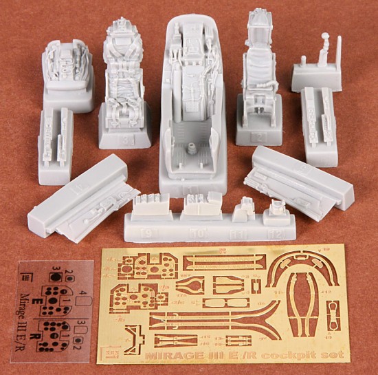 1/48 Dassault Mirage III E/R Cockpit Set w/MB Mk.4 & Mk.10 Ejection Seat for Kinetic kit