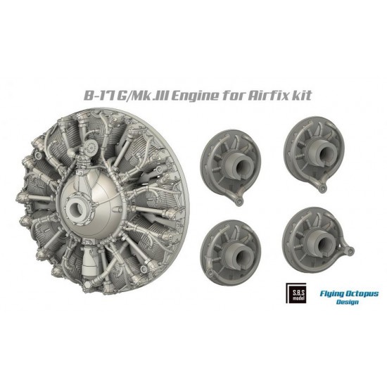 1/72 B-17G/Mk.III Engine Set for Airfix Kit (4pcs)