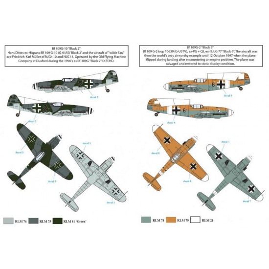 1/48 Bf 109/HA-1112 1990s Airshow Star Decals (for 4 versions)