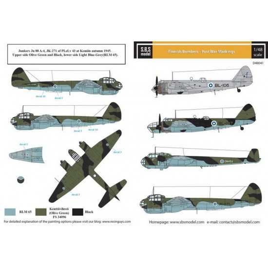 Decals for 1/48 Finnish Bombers - Post War Markings