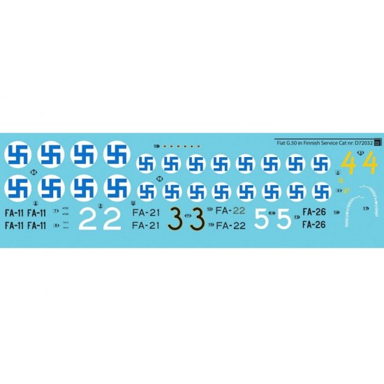 Decals for 1/72 Fiat G.50 Freccia in Finnish Service
