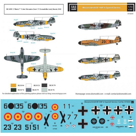 1/72 Spanish Air Force Messerschmitt Bf-109F Decals