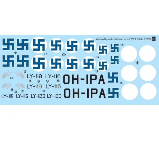 Decals for 1/72 WWII Westland Lysander in Finnish Service