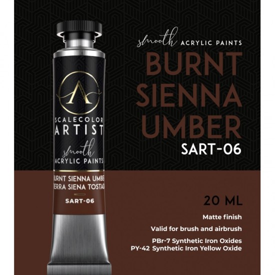Burnt Sienna Umber (20ml Tube) - Artist Range Smooth Acrylic Paint