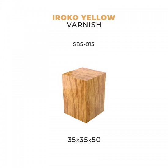 35 x 35 x 50 Iroko Wood Base for Miniatures (Yellow Varnish)