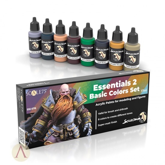 Acrylic Paints Set - Essentials 2 Basic Colours (8x 17ml)