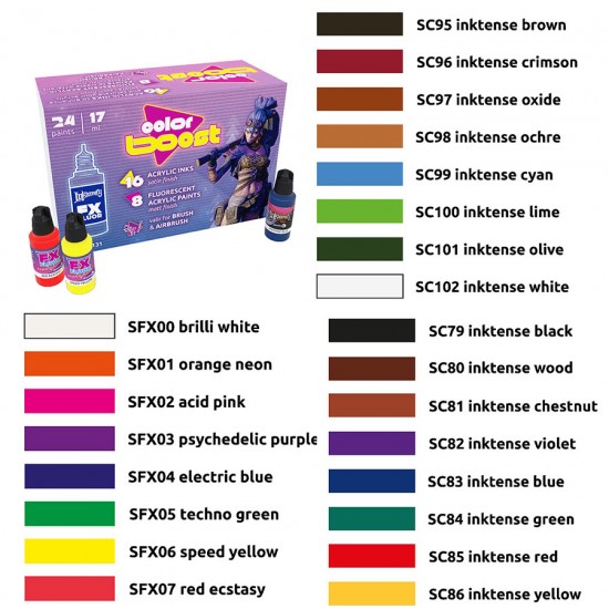 Colour Boost (Each: 17ml, 16x Acrylic Ink, 8x FX Paint)
