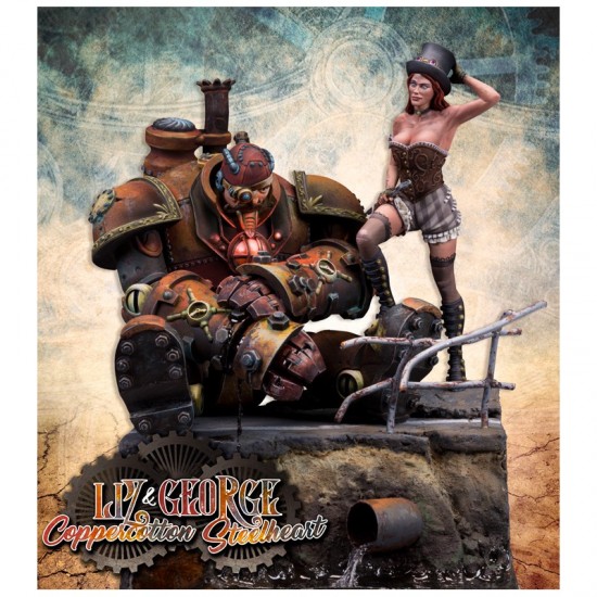 75mm Steampunk Liz Coppercotton & George Steelheart (2 figures)