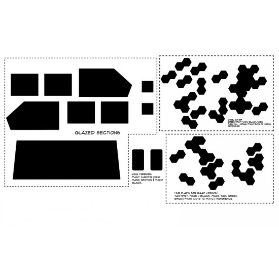 1/72 Bushmaster Spare Wheel Cover & Rear Mud Flaps Masking (hexagonal pattern)