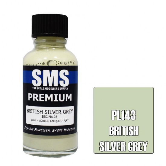 Acrylic Lacquer Paint - Premium British Silver Grey BSC No.28 (30ml)