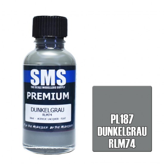 Acrylic Lacquer Paint - Premium Dunkelgrau RLM74 (30ml)