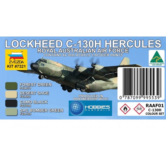 Acrylic Lacquer Paint - RAAF Lockheed C-130H Hercules for Zvezda #7321 kit (4x 30ml)