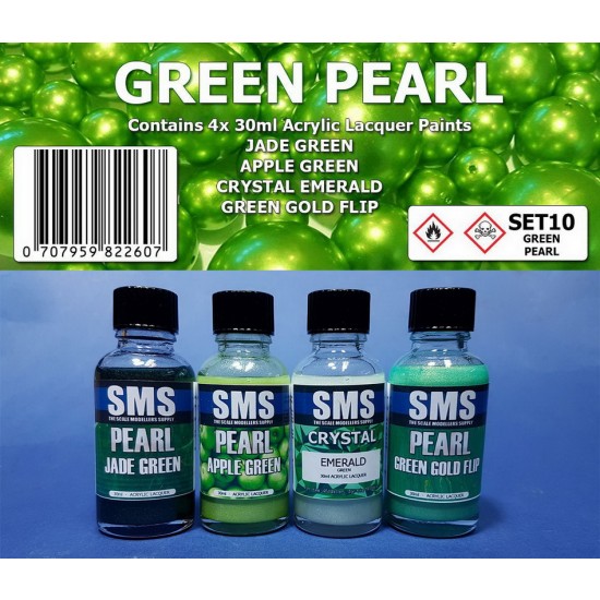 Acrylic Lacquer Paint Set - Green Pearl (4x 30ml)